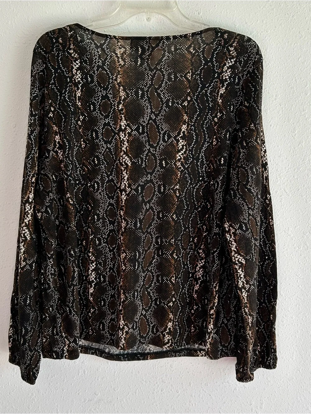 MICHAEL Michael Kors Snake Print Blouse Women's Size 2X Brown Black Draped Neck